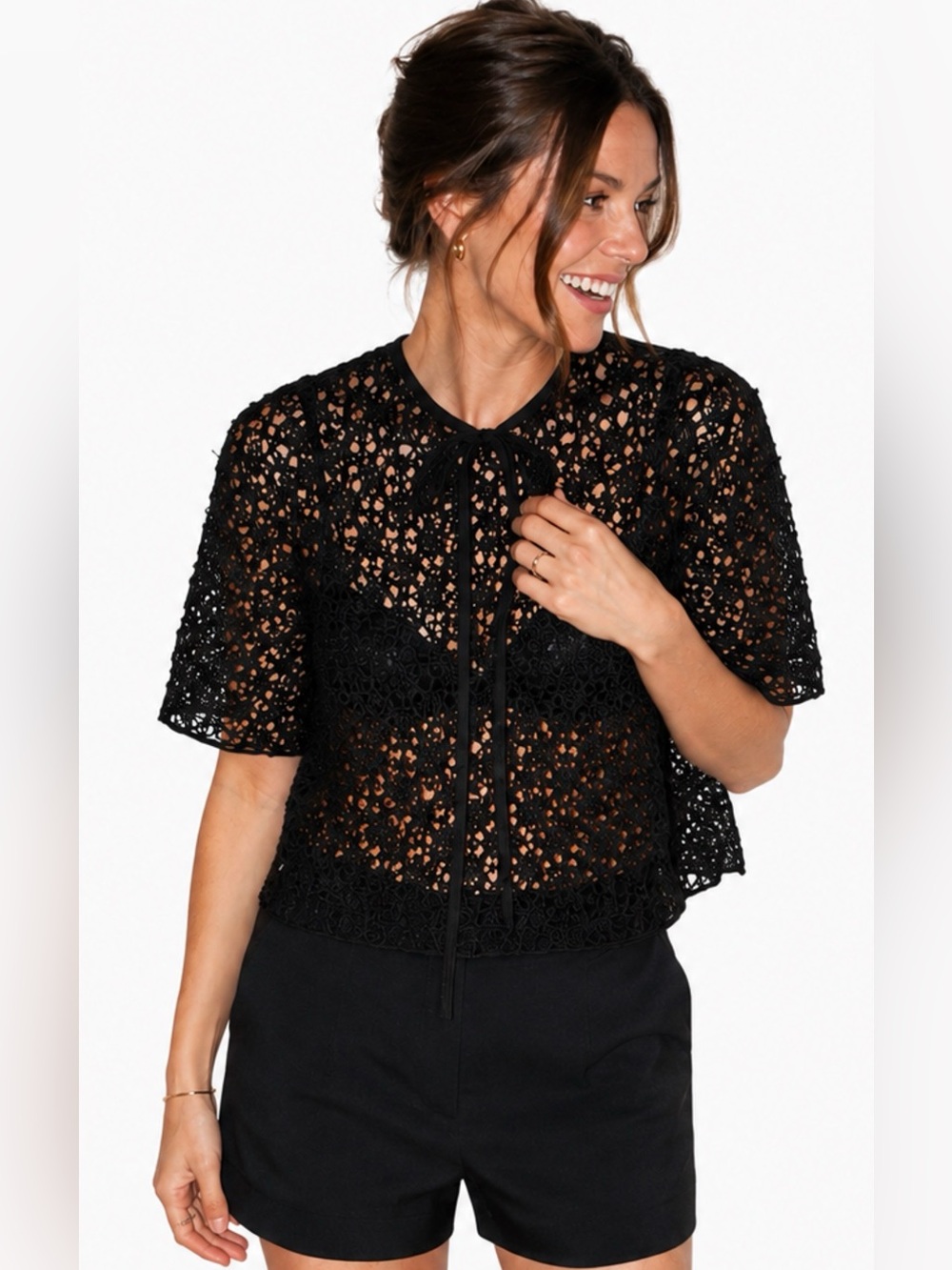 Dolce & Gabbana Black Floral Lace Top – IT 36/ fits US 0 - 4